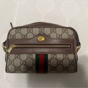 Authentic Gucci Ophidia Supreme Mini Beige and Brown Crossbody Bag
